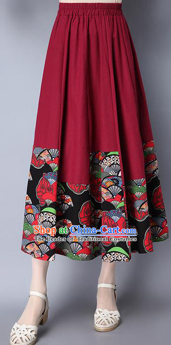 Traditional Ancient Chinese National Pleated Skirt Costume, Elegant Hanfu Folk Dance Long Red Dress, China Tang Suit Bust Skirt for Women