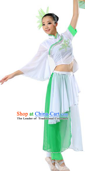 Traditional Chinese Classical Dance Umbrella Dance Yangge Fan Dancing Costume, Folk Dance Drum Dance Uniform Yangko Costume Complete Set for Women