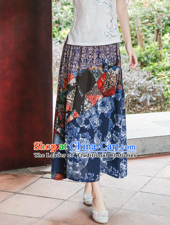 Traditional Ancient Chinese National Pleated Skirt Costume, Elegant Hanfu Long Skirt, China Ethnic Minorities Tang Suit Bust Skirt for Women