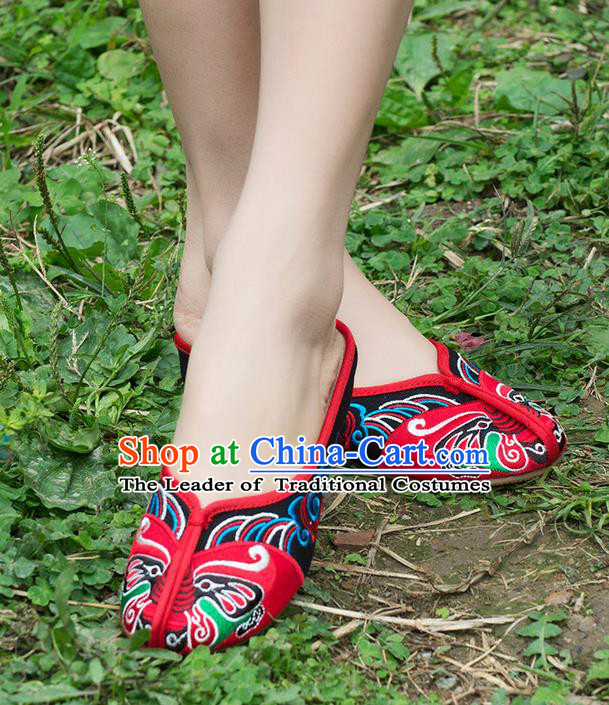 Traditional Chinese Shoes, China Handmade Embroidered Slippers Red Shoes, Ancient Princess Shoes for Women