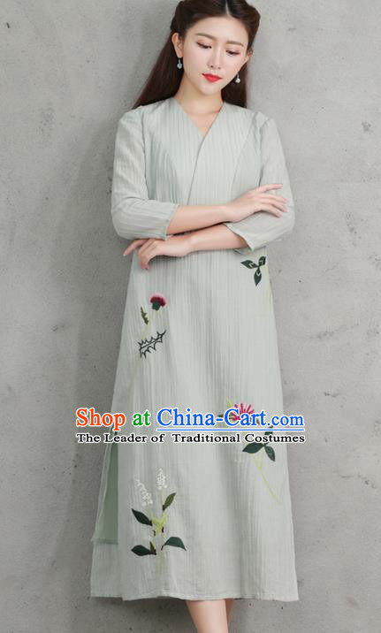 Traditional Ancient Chinese National Costume, Elegant Hanfu Mandarin Qipao Embroidery Dress, China Tang Suit Chirpaur Elegant Dress Clothing for Women