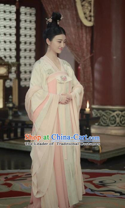 Traditional Ancient Chinese Elegant Aristocratic Princess Costume, Chinese Tang Dynasty Palace Lady Dress, Cosplay Chinese Television Drama Princess Peri Imperial Empress Hanfu Trailing Embroidery Clothing for Women
