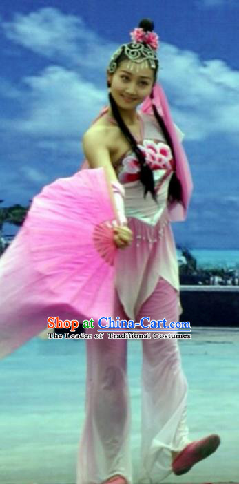 Traditional Chinese Yangko Dance Costume, Fan Dance Clothing, Umbrella Dance Dress for Women