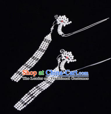 Chinese Ancient Peking Opera Hair Accessories Young Lady Headwear, Traditional Chinese Beijing Opera Head Ornaments Hua Tan Phoenix Crystal Hairpins