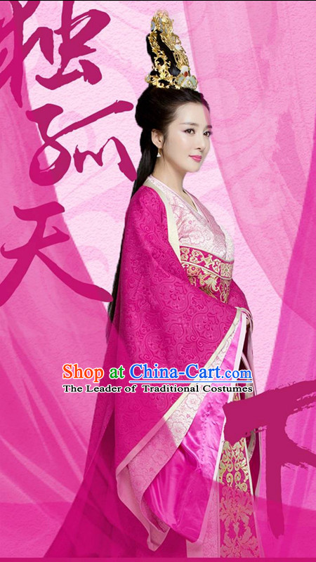 Traditional Chinese Han Dynasty Princess Costumes and Headpiece Complete Set, China Ancient Imperial Consort Dress Hanfu Clothing for Women