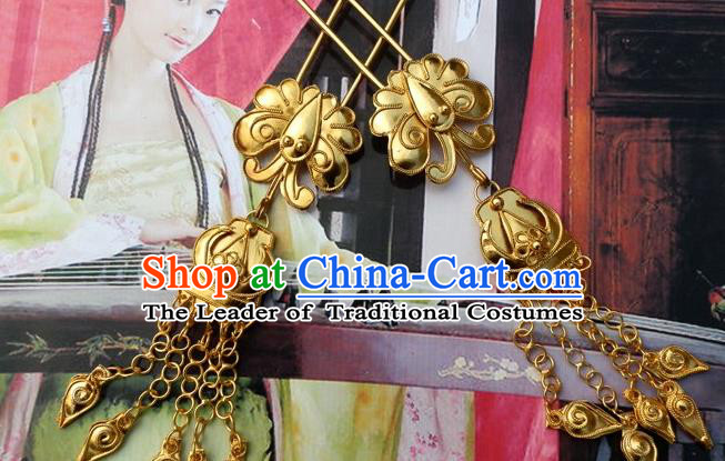 Traditional Handmade Chinese Ancient Classical Hair Accessories Barrettes Butterfly Tassel Hairpin, Step Shake Hair Claws Hairpins for Women