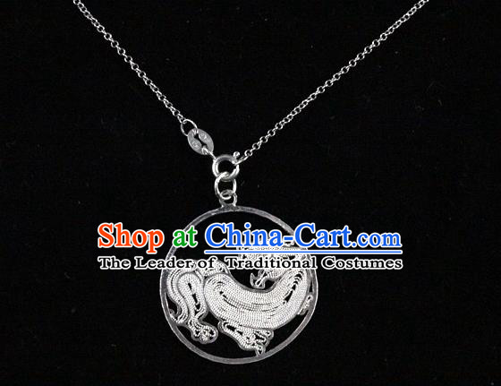 Traditional Handmade Chinese Ancient Classical Accessories Pure Sliver Chinese Zodiac Pendant Tiger Lacing Pendent for Women