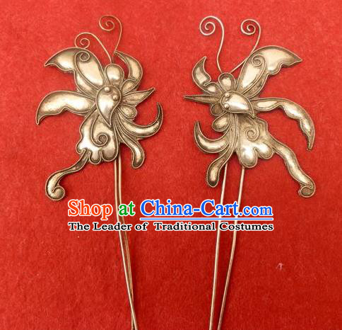 Traditional Handmade Chinese Ancient Classical Hair Jewellery Accessories Butterfly Barrettes, Ming Dynasty Wedding Hair Sticks Hair Fascinators Hairpins for Women