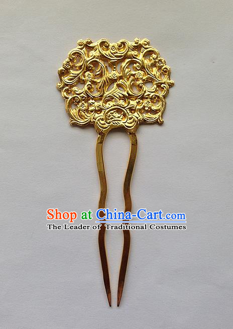 Traditional Handmade Chinese Ancient Classical Hair Accessories Barrettes Golden Hairpins, Pure Sliver Step Shake Hair Combs for Women