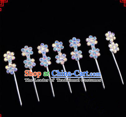 Chinese Ancient Peking Opera Head Accessories Young Lady Diva Colorful Crystal Headwear Wintersweet Hairpins Complete Set, Traditional Chinese Beijing Opera Hua Tan Head-ornaments