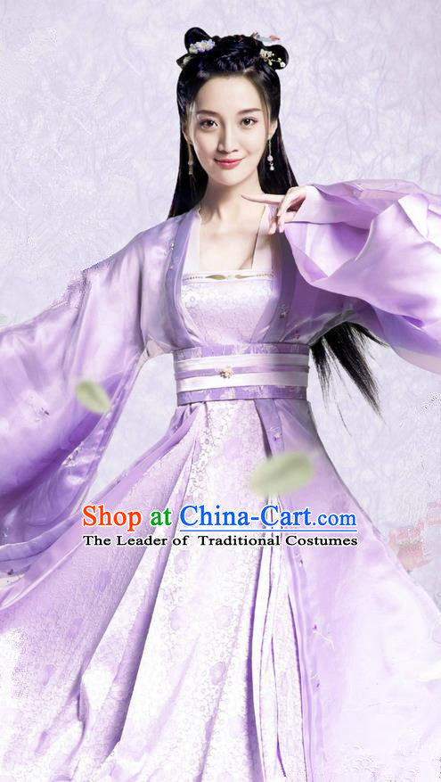 Traditional Ancient Chinese Northern and Southern Dynasties Imperial Princess Costume, The Entangled Life of Qingluo Young Lady Dress Clothing and Headpiece Complete Set