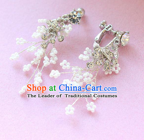 Top Grade Handmade Wedding Bride Accessories Earrings, Traditional Princess Wedding Long Tassel Pearl Eardrop for Women