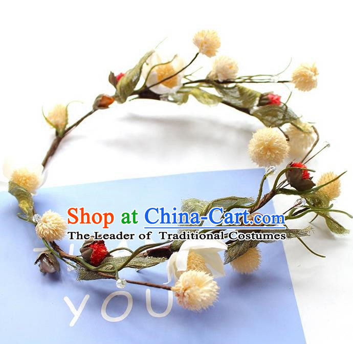 Top Grade Handmade Wedding Bride Hair Accessories Headwear, Traditional Princess Flower Hair Circle Headpiece for Women