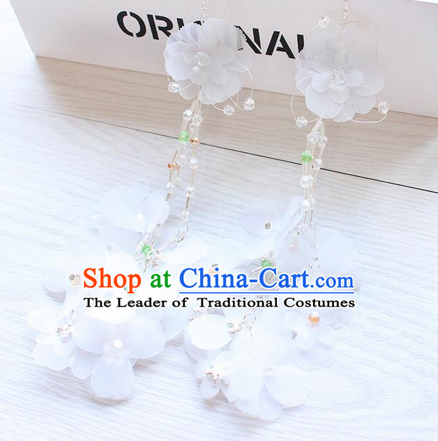 Top Grade Handmade China Wedding Bride Accessories Flowers Earrings, Traditional Princess Wedding Tassel Earbob Jewelry for Women