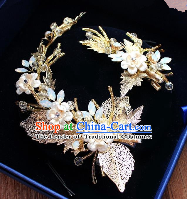 Top Grade Handmade Wedding Bride Hair Accessories Pearl Flowers Hair Stick, Traditional Princess Baroque Hair Clasp Headpiece for Women