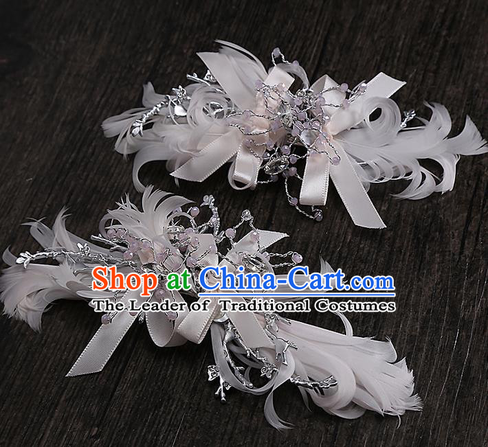 Top Grade Handmade Wedding Bride Hair Accessories Crystal Hair Claw, Traditional Baroque Princess Hair Stick Headpiece for Women