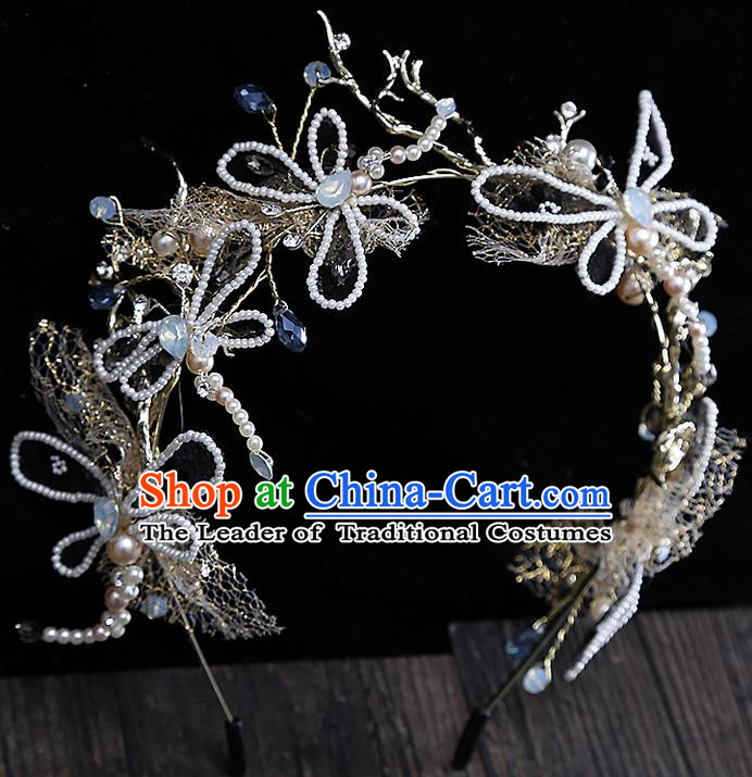 Top Grade Handmade Wedding Hair Accessories Bride Hair Clasp, Traditional Baroque Princess Beads Hair Stick Headpiece for Women