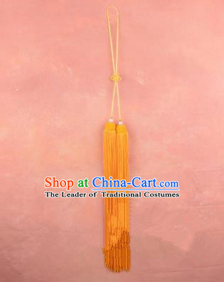 Traditional Chinese Ancient Peking Opera Taiji Sword Tassel, Traditional Chinese Beijing Opera Yellow Long Tassel Straightsword