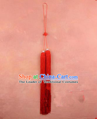Traditional Chinese Ancient Peking Opera Taiji Sword Tassel, Traditional Chinese Beijing Opera Red Long Tassel Straightsword