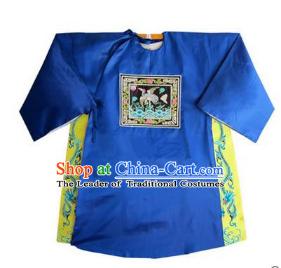 Traditional Chinese Beijing Opera Shaoxing Opera Magistrate Clothing, China Peking Opera Blue Embroidered Robes