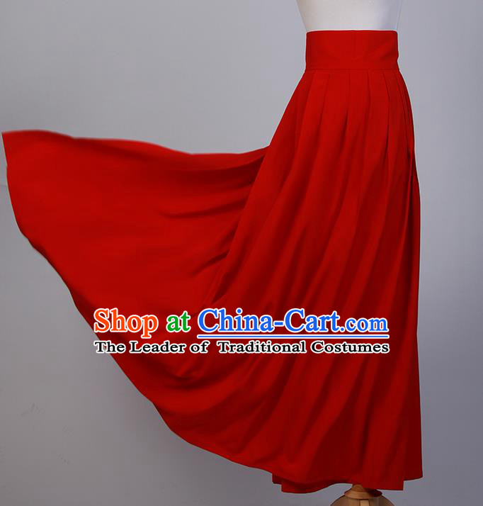 Traditional Chinese Han Dynasty Palace Princess Costume, Elegant Hanfu Clothing Red Middle-Skirt, Chinese Ancient Princess Clothing for Women
