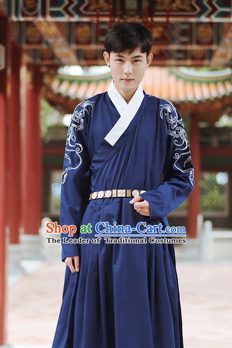 Traditional Chinese Ming Dynasty Imperial Guards Embroidery Costume, Elegant Hanfu Flying Fish Clothing Chinese Ancient Swordsman Dress for Men