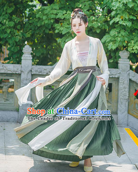 Traditional Chinese Tang Dynasty Palace Princess Costume, Elegant Hanfu Clothing Embroidered Blouse and Dress, Chinese Ancient Princess Clothing for Women