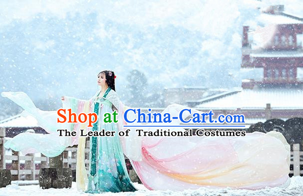 Traditional Ancient Chinese Imperial Concubine Fairy Costume, Chinese Tang Dynasty Princess Pink Dress Hanfu Embroidered Clothing for Women