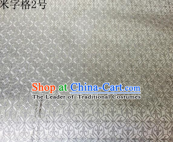 Asian Chinese Traditional Embroidery Intersected Figure Sliver Satin Silk Fabric, Top Grade Brocade Tang Suit Hanfu Dress Fabric Cheongsam Mattress Cloth Material