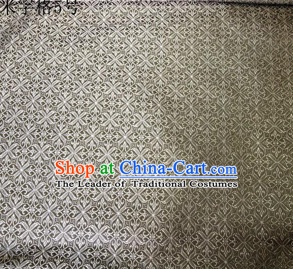 Asian Chinese Traditional Embroidery Intersected Figure Mud Golden Satin Silk Fabric, Top Grade Brocade Tang Suit Hanfu Dress Fabric Cheongsam Mattress Cloth Material