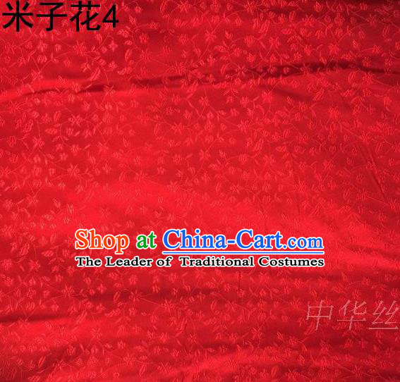 Asian Chinese Traditional Embroidered Shivering Floral Red Satin Silk Fabric, Top Grade Brocade Tang Suit Hanfu Princess Dress Fabric Cheongsam Cloth Material