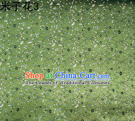 Asian Chinese Traditional Embroidered Shivering Floral Green Satin Silk Fabric, Top Grade Brocade Tang Suit Hanfu Princess Dress Fabric Cheongsam Cloth Material