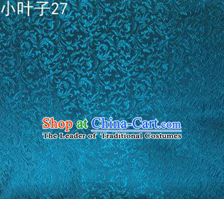 Asian Chinese Traditional Embroidered Wheat Flowers Blue Silk Fabric, Top Grade Arhat Bed Brocade Tang Suit Hanfu Dress Fabric Cheongsam Cloth Material