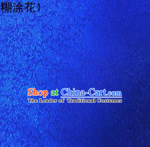 Asian Chinese Traditional Embroidering Flower Blue Xiuhe Suit Satin Thangka Silk Fabric, Top Grade Brocade Tang Suit Hanfu Dress Fabric Cheongsam Cloth Material