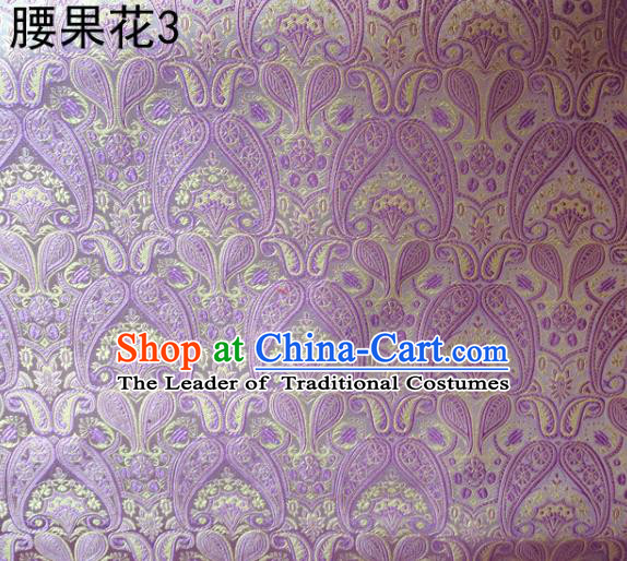 Asian Chinese Traditional Embroidery Paisley Lilac Satin Wedding Silk Fabric, Top Grade Tibetan Brocade Tang Suit Hanfu Dress Fabric Cheongsam Cloth Material