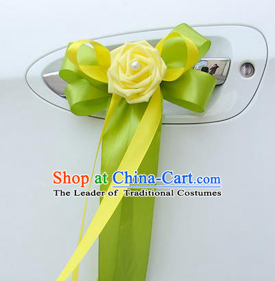 Top Grade Wedding Accessories Decoration, China Style Wedding Limousine Bowknot Yellow Flowers Bride Ribbon Garlands