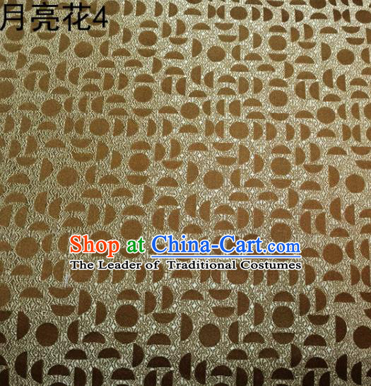 Asian Chinese Traditional Handmade Embroidery Moon Flowers Satin Silk Fabric, Top Grade Nanjing Brocade Tang Suit Hanfu Fabric Cheongsam Golden Cloth Material