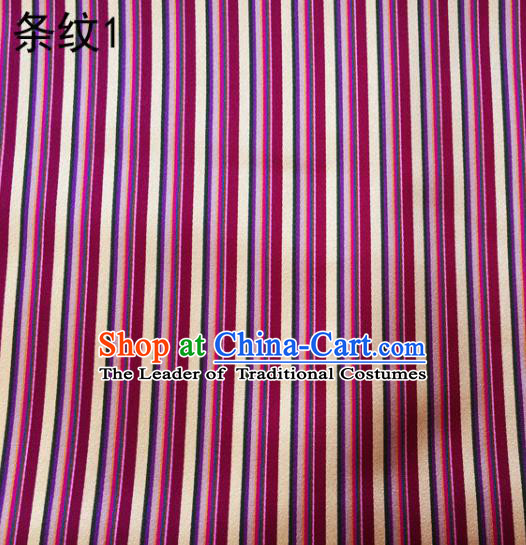 Asian Chinese Traditional Handmade Printing Column Bar Satin Thangka Red Silk Fabric, Top Grade Nanjing Brocade Tang Suit Hanfu Fabric Cheongsam Cloth Material