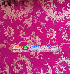 Traditional Asian Chinese Handmade Embroidery Ombre Peony Flowers Satin Rosy Silk Fabric, Top Grade Nanjing Brocade Tang Suit Hanfu Clothing Fabric Cheongsam Cloth Material