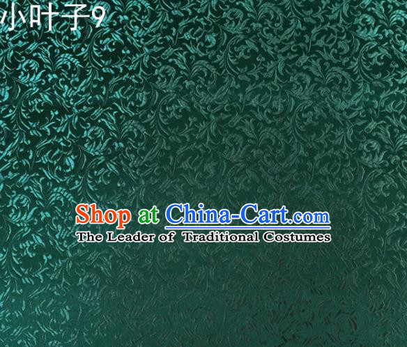 Traditional Asian Chinese Handmade Embroidery Wheat Leaf Satin Silk Fabric, Top Grade Nanjing Green Brocade Tang Suit Hanfu Clothing Fabric Cheongsam Cloth Material