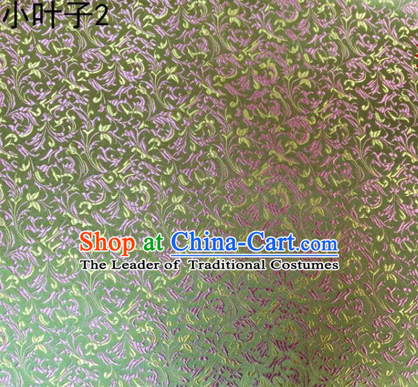 Traditional Asian Chinese Handmade Embroidery Pink Wheat Leaf Satin Silk Fabric, Top Grade Nanjing Green Brocade Tang Suit Hanfu Clothing Fabric Cheongsam Cloth Material