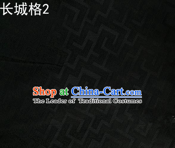 Traditional Asian Chinese Handmade Jacquard Weave Satin Tang Suit Black Silk Fabric, Top Grade Nanjing Brocade Ancient Costume Hanfu Clothing Fabric Cheongsam Cloth Material