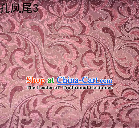 Traditional Asian Chinese Handmade Embroidery Ombre Flowers Satin Tang Suit Pink Silk Fabric, Top Grade Nanjing Brocade Ancient Costume Hanfu Clothing Fabric Cheongsam Cloth Material
