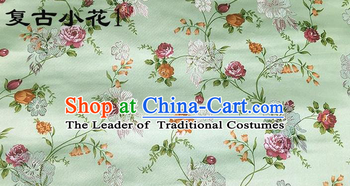 Traditional Asian Chinese Handmade Embroidery Roses Flowers Silk Satin Tang Suit Xiuhe Suit Green Fabric, Nanjing Brocade Ancient Costume Hanfu Cheongsam Cloth Material