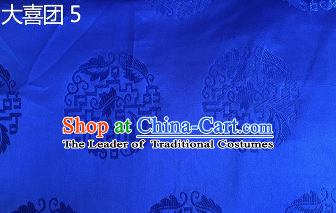 Traditional Asian Chinese Handmade Embroidery Silk Satin Tang Suit Tibetan Robe Blue Fabric, Nanjing Brocade Ancient Costume Hanfu Cheongsam Cloth Material