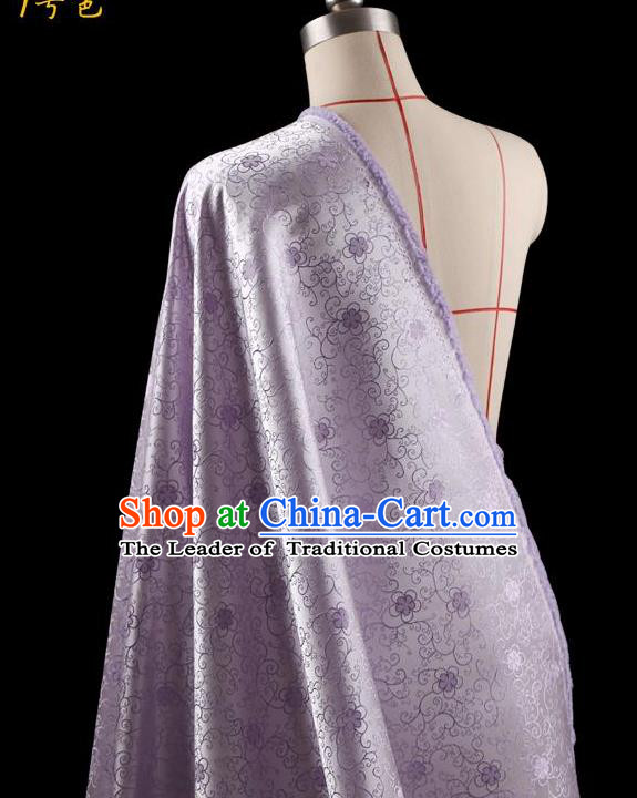 Traditional Asian Chinese Handmade Embroidery Flowers Dress Silk Tapestry Lilac Fabric Drapery, Top Grade Nanjing Brocade Ancient Costume Cheongsam Cloth Material