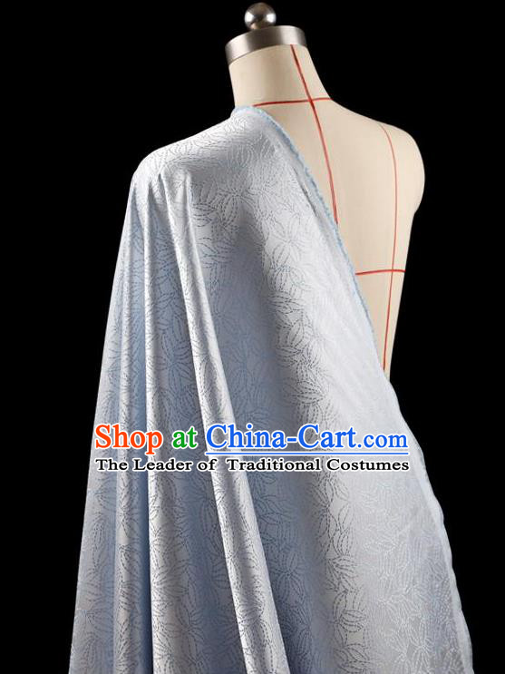 Traditional Asian Chinese Handmade Embroidery Flowers Coat Silk Tapestry Blue Fabric Drapery, Top Grade Nanjing Brocade Ancient Costume Cheongsam Cloth Material