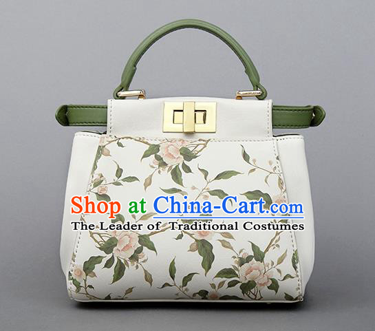 Traditional Handmade Asian Chinese Element Clutch Bags Shoulder Bag National Printing Flowers Evening Dress Handbag for Women