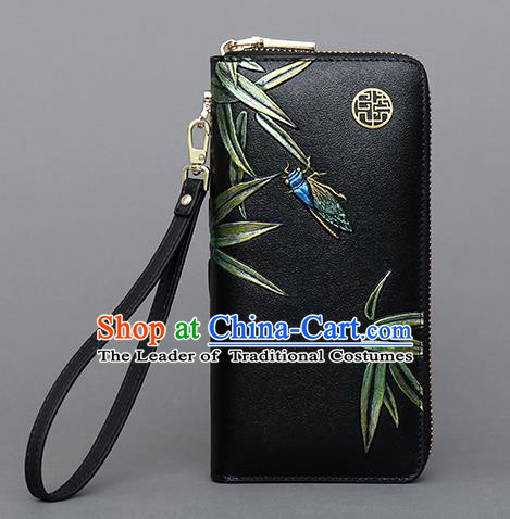 Traditional Handmade Asian Chinese Element Embroidery Bamboo Wallet National Handbag Purse for Women