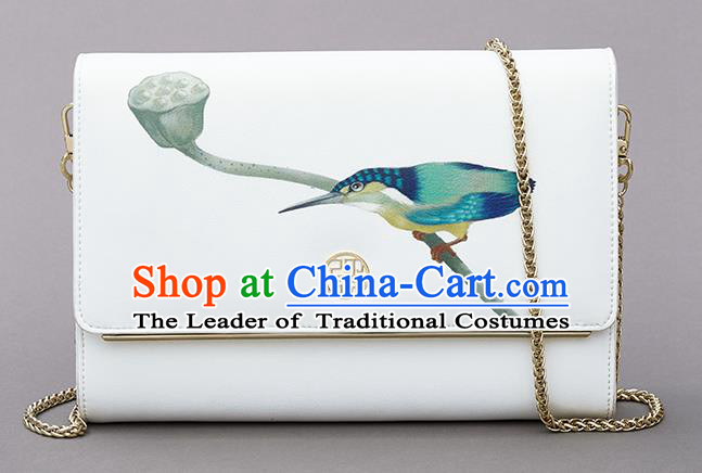 Traditional Handmade Asian Chinese Element Clutch Bags Shoulder Bag National Printing Chain Handbag for Women
